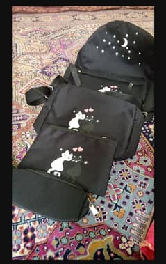 Girls’ Fashion Backpack Set (4 Pcs)