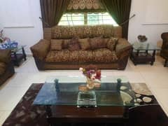 9 seater sofa set, Sofa and dewan including tables with glass