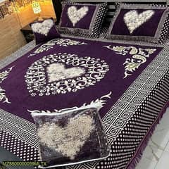 4pcs velvet jackquard printed double bed sheet