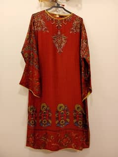 khaadi khass silk dress with trouser and silk dupatta
