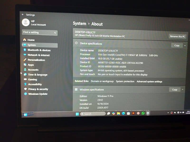 Hp zbook 15 G8 Firefly core i7 11th generation brand new condition 16