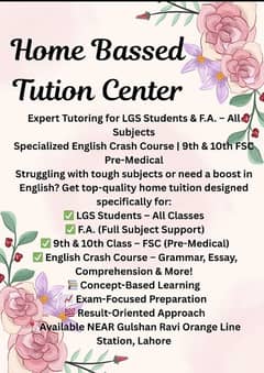 Home Bassed Tution Center for all classes