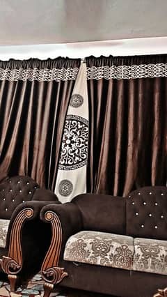 6 seater sofa set and 5 pieces curtains