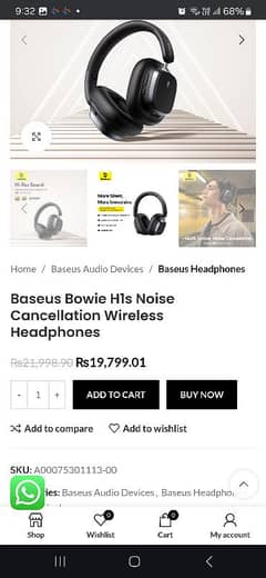 Baseus Bowie H1s Wireless Headsets (Box Pack) Selling cheap03009268268