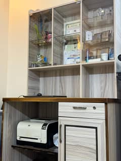 Study/Office Table with Chair – Shelves, Cupboard & Printer Space