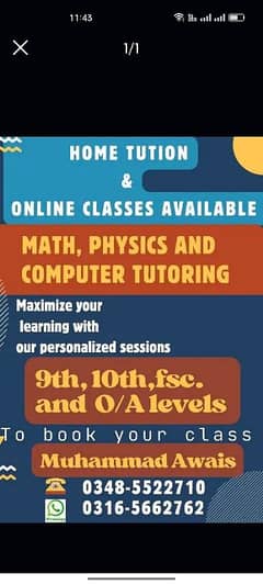 Home tuition and online tuition available
