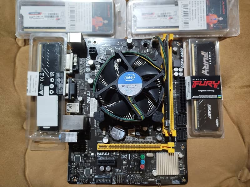 H110 7th gen mobo + Core i5 7400 proc + 16GB RAM DDR4 2666 mhz 0