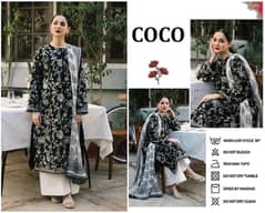3 Pcs Women's Unstitched Embroidered Suit