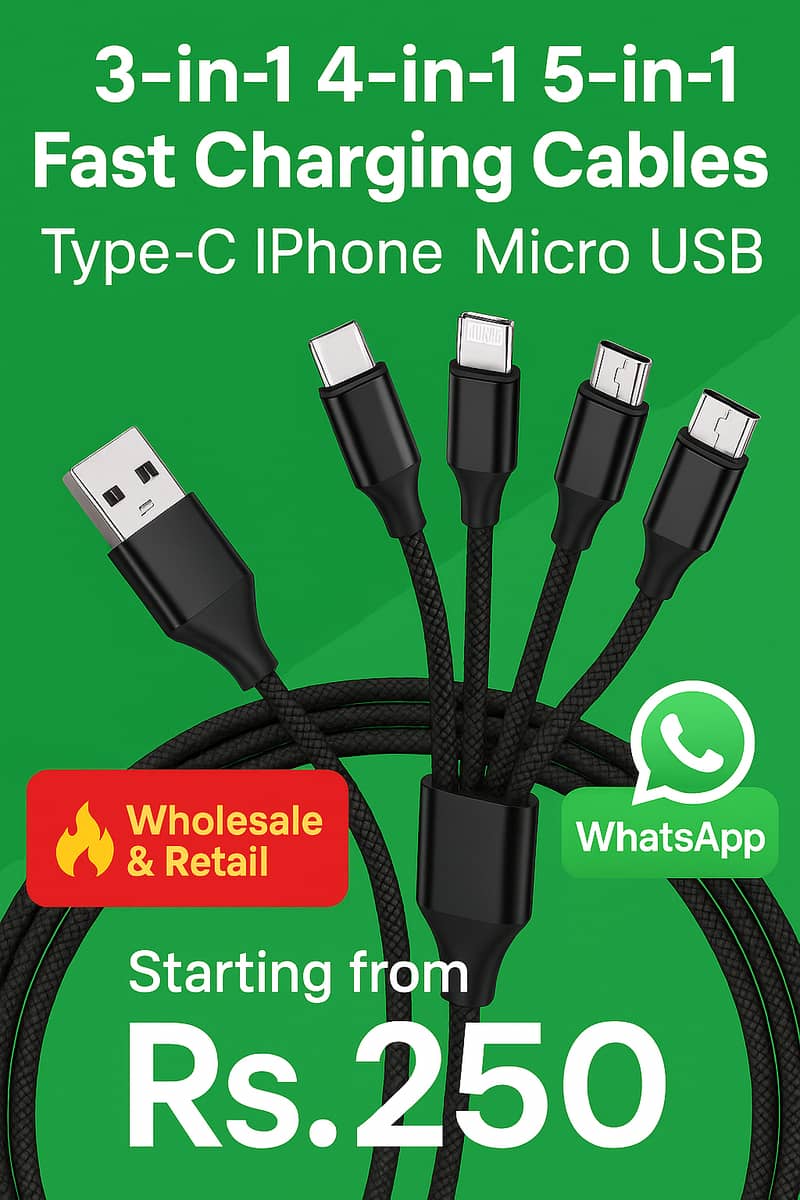 3-in-1 4-in-1 5-in-1 Fast Charging Cables | Type-C iPhone Micro USB 0