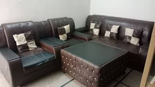 lather sofa 5 seater without table urgent sale