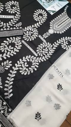 3 Pcs Women's Unstitched Embroidered suit