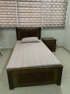 Single bed with mattress and side table amazing quality