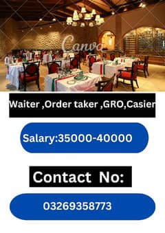 need staff waiter oder taker GRO CASHIER  supervision jobs available