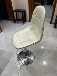 4 White Adjustable Bar Stool with Chrome Base