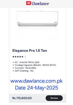 New Dawlance Elegance Pro 1.5 Ton Inverter Split AC