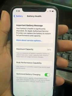 iPhone x 10/10 256 gb battery health   74% percent