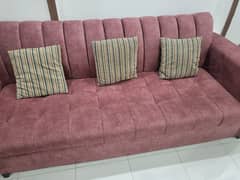 Almost New Pink L-Shaped Sofa Set – Stylish & Spacious