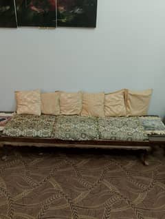 Wooden Sahti with Cushions – Comfortable Seating for Your Drawing Room