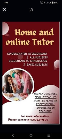 FEMALE HOME TUTOR