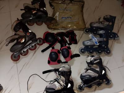 3 pair of skates for sale In just 4000 including knee pad