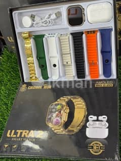 Crown M60 Smartwatch with 7 straps+Airpods
