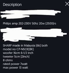 sharp speakers and philips amp both in good conditio