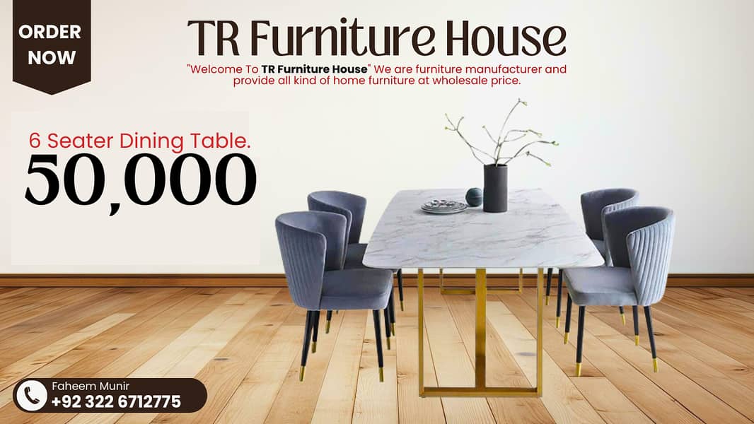 dining table - 6 seater dining table - dining chairs - cafe chairs 7