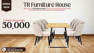 dining table - 6 seater dining table - dining chairs - cafe chairs