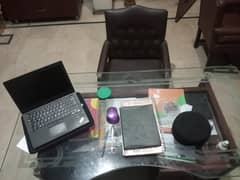 Office large table with glass top, 1 boss  and 2 Client chair
