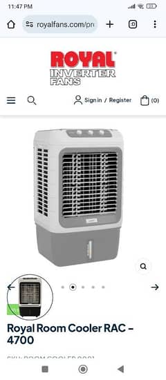 ROYAL AIR ORIGINAL COMPANY COOLER WITH WARRANTY AND BOX