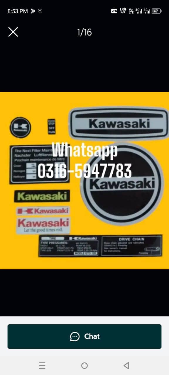 Kawasaki GTO Engine Sticker kit Vinyle 2