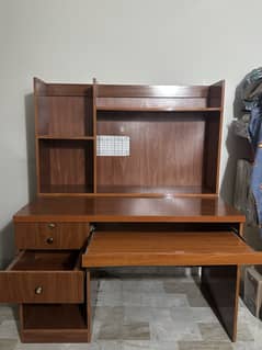 Sturdy Wooden Study Table with Shelves and Drawers – 5x4 Feet