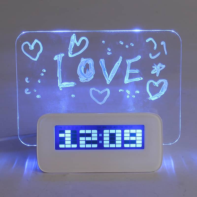 Digital Alarm Clock, Transparent LCD Display with Indoor Temperature, 2