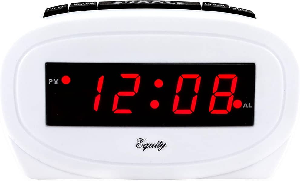 Digital Alarm Clock, Transparent LCD Display with Indoor Temperature, 4