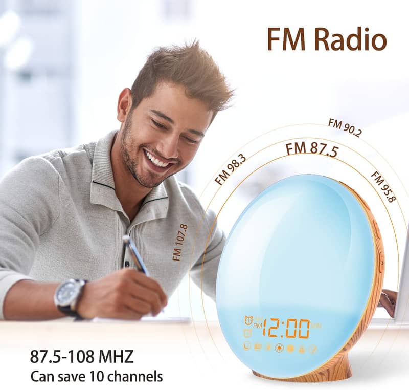 Digital Alarm Clock, Transparent LCD Display with Indoor Temperature, 11