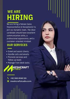 Female Sales Representative & Receptionist!