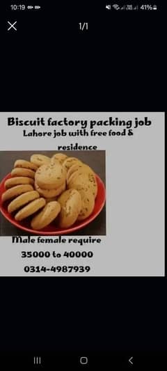 buiscuit packing job male female
