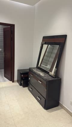 Bed, side table and dressing