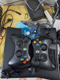 xbox 360 slim black with 2 wireless controller