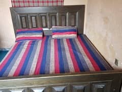 Wooden Bed with Side Tables and Mattress