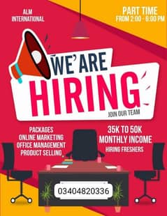 Part Time jobs available for males and females
