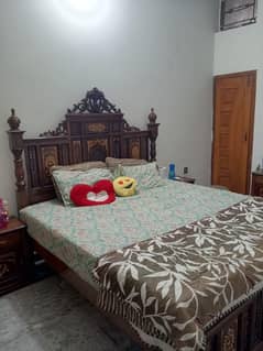 Chinyoti King Size Bed And 5 seater Sofa with 2 tables.