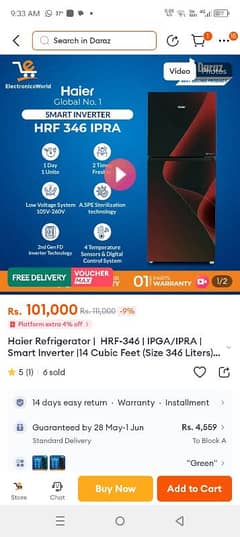 Haier Fridge DC inverter model 346