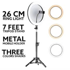 LED Ring Light 7 Feet Tripod 26 CM Selfie Stand & Mobile Phone Holder