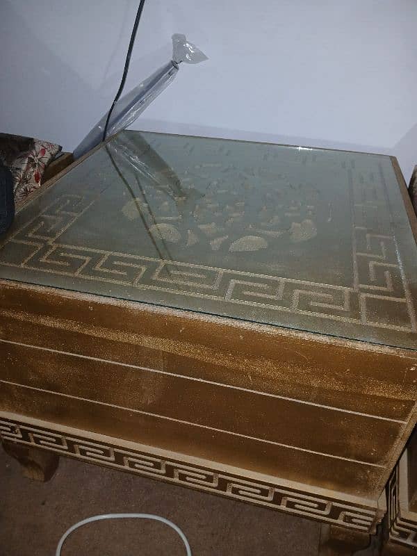 one large size table with 2 side tables mirror coated 4