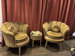 Chairs with pillow and table