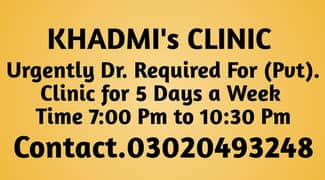 Dr. Required For  (Pvt) Clinic