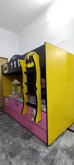 Premium Kids Bunk Bed – Batman & Kitty Themed – Solid Wood