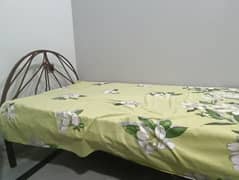 Single Bed with Wooden Base and Iron Structure