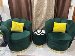 Pairs of chairs with footrest